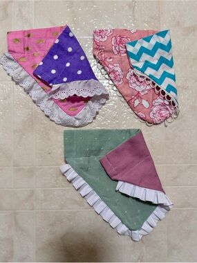 3 Over The Collar Dog Bandanas-Unisex, Handmade, Reversible-Size:Small/Medium